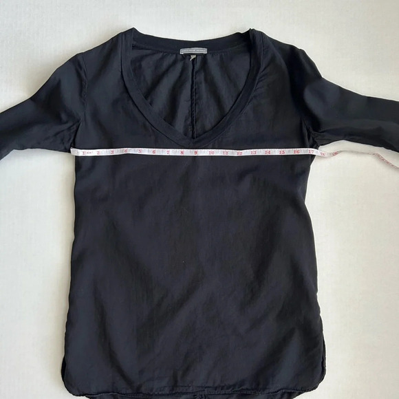 James Perse Women’s Black Cotton V-Neck Long Sleeve Top Size 1 - Picture 6 of 12
